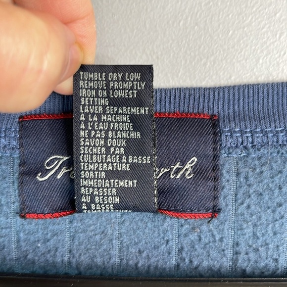 VINTAGE True North Men’s Fleece V-Neck Sweater Steel Blue Ribbed Long Sleeve S - Picture 8 of 10